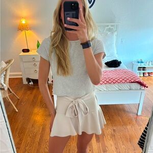 Zara Cream Mini Skirt with Tie